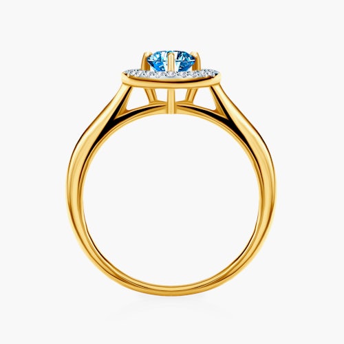 Pierścionek zaręczynowy serce SAVICKI: dwukolorowe złoto, topaz, diamenty